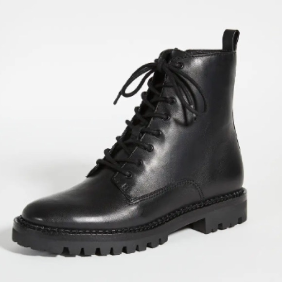 NEW NWT Vince Cabria Black Leather Lug Sole Zip Up Boots 9.5M $395 - Picture 4 of 15